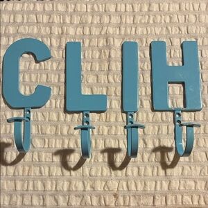Set of Baby Blue Metal Wall Hooks-Powder Coated